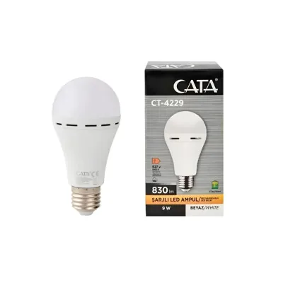 Cata CT-4229 9w Şarjlı Led Ampul Beyaz Işık CT-4229B