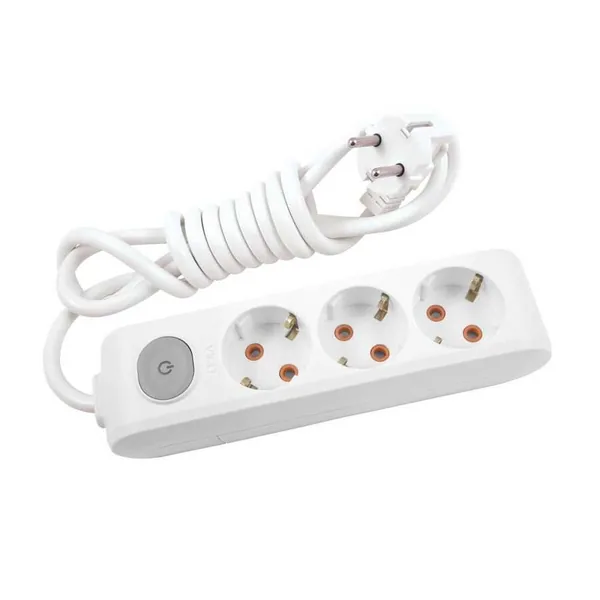 Viko Multi-Let Üçlü Grup Priz Topraklı Anahtarlı 1 Metre Beyaz (Çocuk Korumalı)