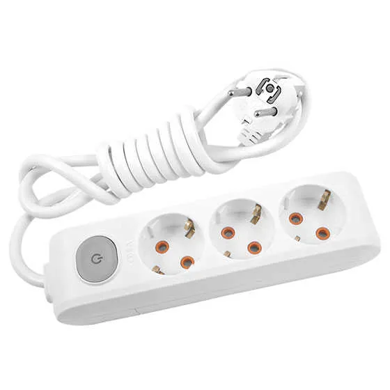 Viko Multi-Let Üçlü Grup Priz Anahtarlı Topraklı 2 Metre Beyaz (Çocuk Korumalı)