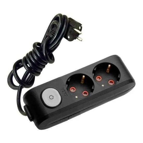 Viko Multi-Let İkili Grup Priz Anahtarlı Topraklı 2 Metre Siyah (Çocuk Korumalı)