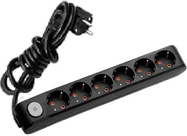 Viko Multi-Let Altılı Grup Priz Anahtarlı Topraklı 2 Metre Siyah (Çocuk Korumalı)