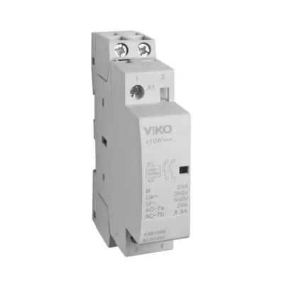 Viko - VTCR-25/11 Modüler 25A 1NO1NC 230V AC Kontaktör(Ray Tipi)